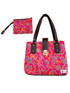Sac fourre-tout en coton imprimé floral décontracté pour femmes avec fermeture à bouton, deux anses, grande capacité pour les voyages quotidiens - Product Image 3