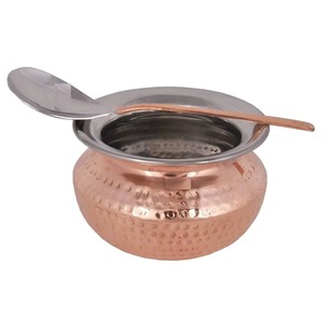 Olla redonda de cobre con tapa de vidrio y asas de latón, apariencia antigua y duradera para la cocina - Product Image 2