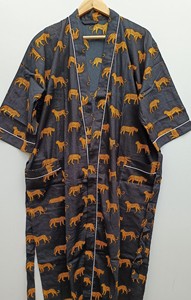 Robe kimono imprimée tissée pour homme, col en V, en coton, longue, style japonais, grande taille - Product Image 4