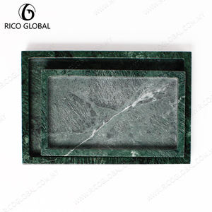 ถาดตกแต่งลายหินอ่อน RICO GLOBAL รูปทรงสี่เหลี่ยมผืนผ้า สีเขียว ลายแบบนามธรรม ดีไซน์มินิมอล แผ่นเดียว - Product Image 6