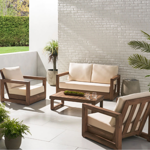 Minimalist Style Patio Garden Set with Teak Wooden Frame Material and Soft <b>Cushion</b> for Home Furniture Decoration - Product Image 6