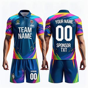 ชุดเสื้อฟุตบอลแบบกำหนดเองสำหรับผู้ชาย คอวี แขนสั้น ผ้าโพลีเอสเตอร์ซับเหงื่อ พิมพ์ลายชื่อทีมและหมายเลขด้วยเทคนิค Sublimation สำหรับผู้ใหญ่ ใช้ได้ทุกฤดูกาล - Product Image 6