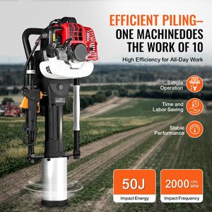 Piqueuse de poteaux portative à essence 52 cm³, moteur 2 temps, 1300 W, pour piquage de clôtures et piquage de poteaux en T, modèle HE Post Hole Diggers - Product Image 2