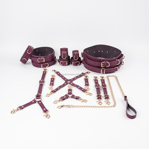 Premium 16 Pcs Genuine Leather <b>Bed</b> Restraints Set Custom Logo Heavy Duty Soft <b>Padded</b> Bondage Wholesale Kit RTTS-0001 - Product Image 5