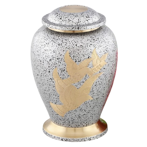 Urnes funéraires en aluminium pour adultes avec bande gravée et finition en marbre bleu, urne funéraire en métal pour cendres humaines - Product Image 5