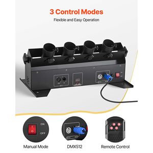 Macchina Spara Coriandoli Elettrica ad Alta Potenza, 4 Colpi, Lanciatore di Coriandoli Portatile, Sistema DMX512 con Telecomando Manuale per Attrezzature da Palcoscenico - Product Image 4