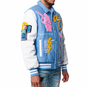 Chaqueta Universitaria de Alta Calidad con Mangas de Cuero y Bordado Personalizado, Chaquetas Letterman Personalizadas de Primera Calidad - Product Image 2