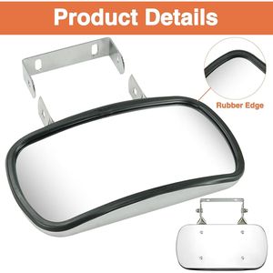 Specchietto retrovisore convesso 8x4 pollici con staffa a U universale in acciaio inossidabile rettangolare per trattori, camion, carrelli elevatori, barche - Confezione da - Product Image 5