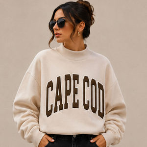Cape Cod Manufacturer <b>Mock</b> <b>Neck</b> Crew <b>Neck</b> Cotton Fleece Sweatshirt Women Men Ladies Unisex College University Tackle Twill - Product Image 2