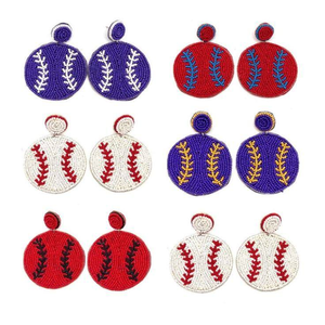 ต่างหูประดับลูกปัดสำหรับผู้หญิง สำหรับวันแข่งขันกีฬา ต่างหูห้อยประดับลูกปัดปักลาย งานฝีมือจาก Etsy เครื่องประดับสำหรับแฟนกีฬา - Product Image 5