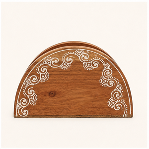 Porta Servilletas de Madera de Acacia Hecho a Mano con Incrustaciones Florales Blancas, Soporte Decorativo de Madera para Servilletas, para Mesa de Comedor, Decoración de Cocina - Product Image 4