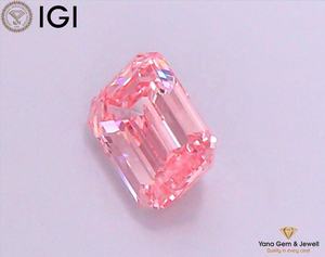 Impresionante Brillo, Diamante Cultivado en Laboratorio con Corte Esmeralda de 1.00 Quilates, Certificado IGI, Color Rosa Intenso, Claridad VVS2 - Product Image 4