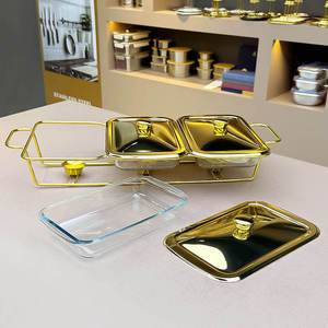 Premium Round Chafing Dish Stainless Steel <b>Buffet</b> Warmer with Glass Viewing Lid Ornate Pillar Food <b>Server</b> Hotel Catering - Product Image 4