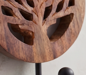 Artisanal Wooden Wall Mount <b>Hook</b> With Tree Carving Design Rustic Style Single <b>Hook</b> <b>For</b> Clothing Storage And Bathroom Clothes - Product Image 2