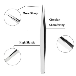 Pince à épiler à pointe incurvée pour extensions de cils, en acier inoxydable, finition soignée, pince à épiler professionnelle pour faux cils et étui - Product Image 3