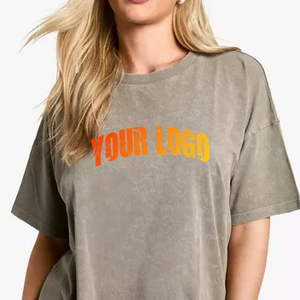 T-shirt de sport athlétique respirant à col rond, coupe ample, 100 % coton, personnalisable avec logo, pour femme - Product Image 5