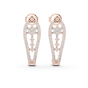 Boucles d'oreilles créoles Bali en argent sterling 925 plaqué or rose 18 carats avec zircon pavé Aurora, bijoux de luxe tendance pour femmes - Product Image 1