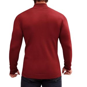 Men's Red Mock Neck Pullover Custom Fitted <b>Long</b> <b>Sleeve</b> Sweatshirt Solid High Collar Casual Streetwear <b>Top</b> - Product Image 2