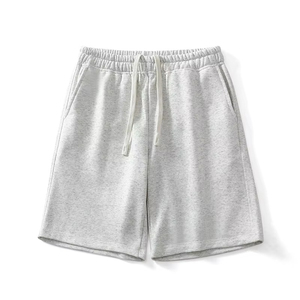 Shorts Bermuda en coton blanc pour homme, taille élastique, décontractés, respirants, tricotés, couleur unie, style jogger - Product Image 1