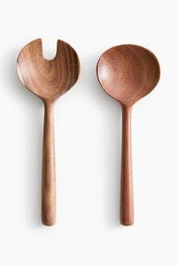 Cuillères et fourchettes en bois de style bio, ensemble de couverts écologiques pour salade, compatibles lave-vaisselle, fabriqués en Inde - Product Image 3