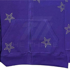 Sudadera con Capucha para Hombre, Diseño de Alta Calidad, con Pedrería, Cierre de Cremallera, Estilo Brillante, 100% Algodón, Ajuste Cómodo, Informal - Product Image 3