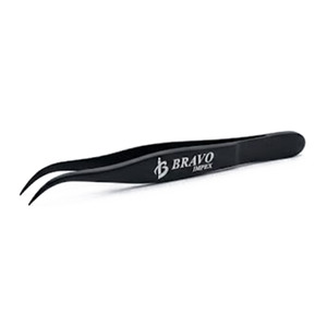 Private Label Black matte Lash Tweezers Fiber Tip Custom Logo Fiber Tip Volume Lash <b>Extension</b> Fiber Tip Eyelash Tweezers - Product Image 2