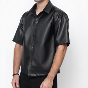 High-Quality Men's Urban Leather Shirt – Slim Fit Button-Up Fashion <b>Top</b> – Professional Custom Logo and Private Label Services - Product Image 2