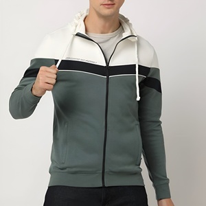 Sudaderas con capucha de alta calidad para hombre, extragrandes, con bloques de color, cierre completo, 100% algodón, forro polar, estilo casual, ropa urbana, venta al por mayor, OEM - Product Image 1