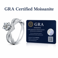 Bague de fiançailles de luxe en moissanite ovale 1 carat, couleur D, pureté VVS, argent sterling S925, taille brillant 3EX, 5 griffes, plaqué rhodium