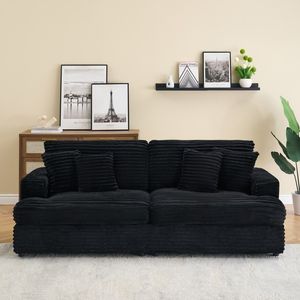 Divano da soggiorno a 3 posti in velluto a coste da 88,58 pollici, spazioso e confortevole, con 4 eleganti cuscini coordinati nei colori - Product Image 2