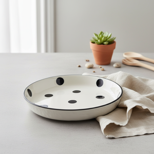 จานข้าวเซรามิกคุณภาพพรีเมียม 3460900-20 ขนาด 8 นิ้ว ลายวงกลมสีดำ - Product Image 4