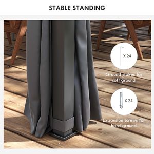 Pergola Regolabile in Alluminio 3,6m x 5,8m Grigio Scuro da Esterno con Lamelle, Tende e Zanzariera - Product Image 6