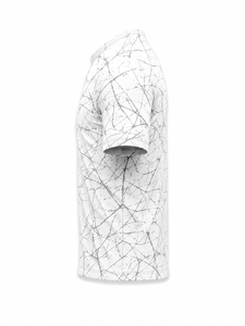 T-shirt à manches courtes pour homme, motif géométrique blanc, coupe classique, col rond, tissu jersey respirant, impression numérique, style décontracté - Product Image 4