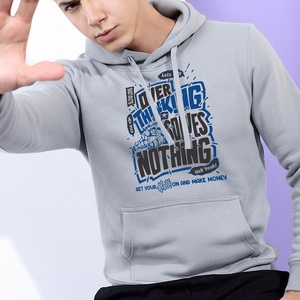 <b>Mens</b> Graphic Hoodie <b>Grey</b> French Terry Slogan Pullover Cotton Fleece <b>Sweatshirt</b> Apparel Manufacturer - Product Image 5