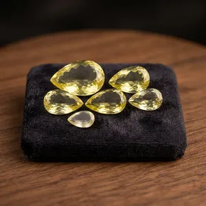 BAITHU GEMS MINERALS ควอตซ์เลมอนธรรมชาติขัดเงาเหลี่ยมเพชรพลอยสีเหลือง สำหรับทำเครื่องประดับตามสั่ง การบำบัด การทำสมาธิ - Product Image 3