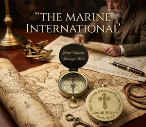 Marine International Personalized Vintage Brass <b>Compass</b> Cross Engraving Handmade Portable Shape Religious Theme Business Gift - Product Image 1