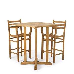 Mesa de Comedor Cuadrada Moderna de Madera de Teca Sólida con Tablero de Listones, Acabado Natural, Ecológica, Resistente al Agua, con Capacidad para Sentarse - Product Image 2