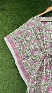Kaftan en coton pour femmes, imprimé à la main, long, style bohème, été, printemps, automne, vêtements de plage, robe indienne faite à la main, respectueuse de l'environnement - Product Image 3