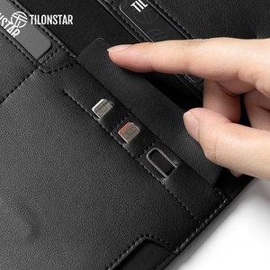 TILONSTAR TMB114 Portefeuille universel noir tendance avec blocage RFID, sac à téléphone en cuir à double pliage - Product Image 3