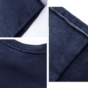 Camiseta de punto de manga corta con cuello redondo para hombre, estilo casual, lisa, teñida, azul marino, talla grande, OEM ODM - Product Image 4