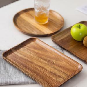 Juego de 3 Bandejas de Servir de Madera Maciza con Diferentes Formas, Bandeja de Lujo para Desayuno, Té, Café, Otomana, Plato de Exhibición para el Hogar y Hoteles - Product Image 2