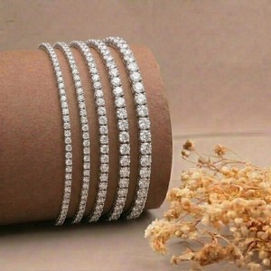 Pulseras de Diamantes de Oro Blanco de 10K para Mujer, Corte Brillante Redondo, Cultivados en Laboratorio, Color EF, Certificados por GIA, Joyería Clásica para Bodas - Product Image 5