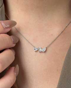 Colliers Pendentifs Trio en Or Massif 14 carats avec Diamants de Laboratoire Multi-formes Sertis en Grappe, Chaînes Superposées pour Usage Quotidien, Bijoux Fins - Product Image 2