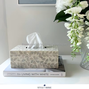 Cubierta para Caja de Pañuelos con Incrustaciones de Hueso, Decoración de Lujo para el Hogar, Accesorio Decorativo para Baño - Product Image 6