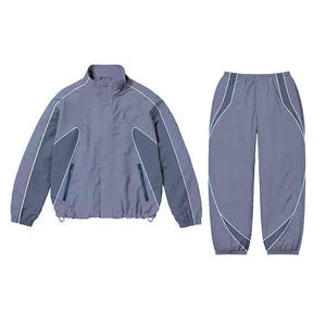 Ensemble de survêtement coupe-vent pour homme : veste et pantalon amples, légers, avec logo personnalisé, tenue de sport décontractée, design contrastant, coupe-vent, style urbain - Product Image 6