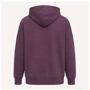 เสื้อฮู้ดดี้ทรงโอเวอร์ไซส์ผ้าโมดอลคอตตอนเทอร์รี่แบบไม่มีเชือกผูก รุ่น MHOOD-0024 สีพลัมแบบด้าน  สำหรับผู้ชาย  กระเป๋าข้าง  ปรับแต่งได้ - Product Image 2