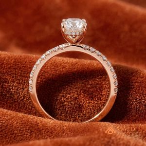 Bague élégante en moissanite taille ovale pour femme, plaquée or rose, sertie pavé, bijoux de mariage et de fiançailles, cadeau de luxe, USA - Product Image 3