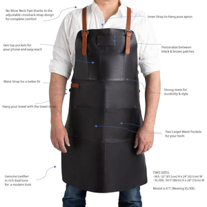 Delantal Unisex Transpirable y Cómodo de Alta Calidad con Correas Cruzadas Ajustables y Bolsillos de Cuero para Guardar Herramientas, Ideal para Restaurantes y Bares - Product Image 2