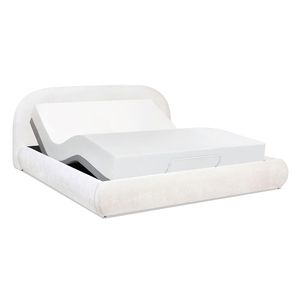 Letto matrimoniale imbottito con piattaforma Archie Almond White Puffy Grounded - Product Image 5