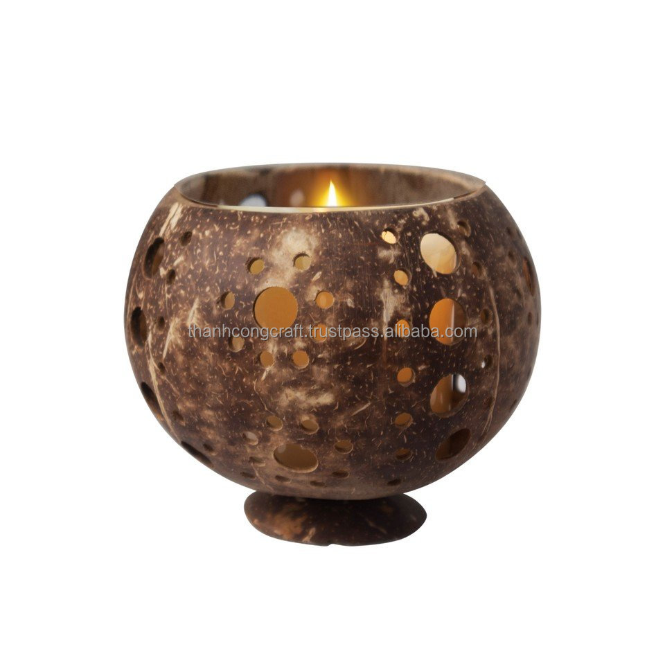 Hot selling Natural Handmade coconut tealight candle holder Coconut shell bowls candle holder